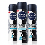 Nivea Men Pack 3 Desodorante Spray B&W Antibacterial Fresh (150ml c/u) - Ropa Impecable y Escudo Antibacteriano 48h