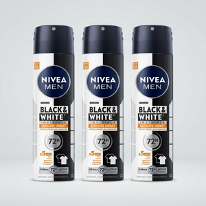 Nivea Men Pack 3 Desodorante Spray B&W Ultimate (150ml c/u) - Protección 5 en 1 y Ropa Impecable