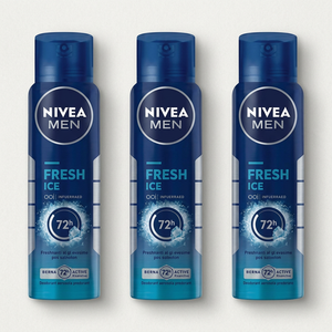 Nivea Men Pack 3 Desodorante Spray Fresh Ice (150ml c/u) - Frescor Extremo y Protección 48h