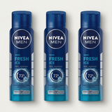 Nivea Men Pack 3 Desodorante Spray Fresh Ice (150ml c/u) - Frescor Extremo y Protección 48h