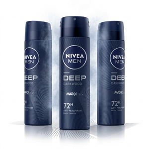 Nivea Men Pack 3 Desodorante Spray Deep Carbón Activo (150ml c/u) - Protección Antibacteriana 48h