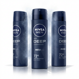 Nivea Men Pack 3 Desodorante Spray Deep Carbón Activo (150ml c/u) - Protección Antibacteriana 48h