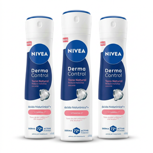 Nivea Pack 3 Desodorante Spray Derma Control Tono Natural (150ml c/u) - Protección Clínica 96h y Axilas Sin Manchas