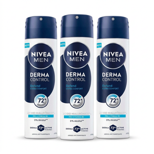 Nivea Men Pack 3 Desodorante Spray Derma Control Defend (150ml c/u) - Protección Clínica 96h Anti-Sudor