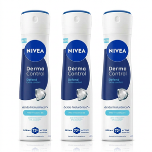Nivea Pack 3 Desodorante Spray Derma Control Defend (150ml c/u) - Protección Clínica 96h y Cuidado de la Piel
