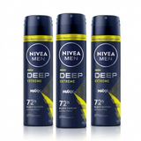Nivea Men Pack 3 Desodorante Spray Deep Extreme (150ml c/u) - Sudor Extremo y Protección 72h